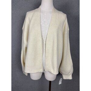 On 34th Women's Cropped Open-Front Long-Sleeve Cozy Cardigan Cream Large NWT's